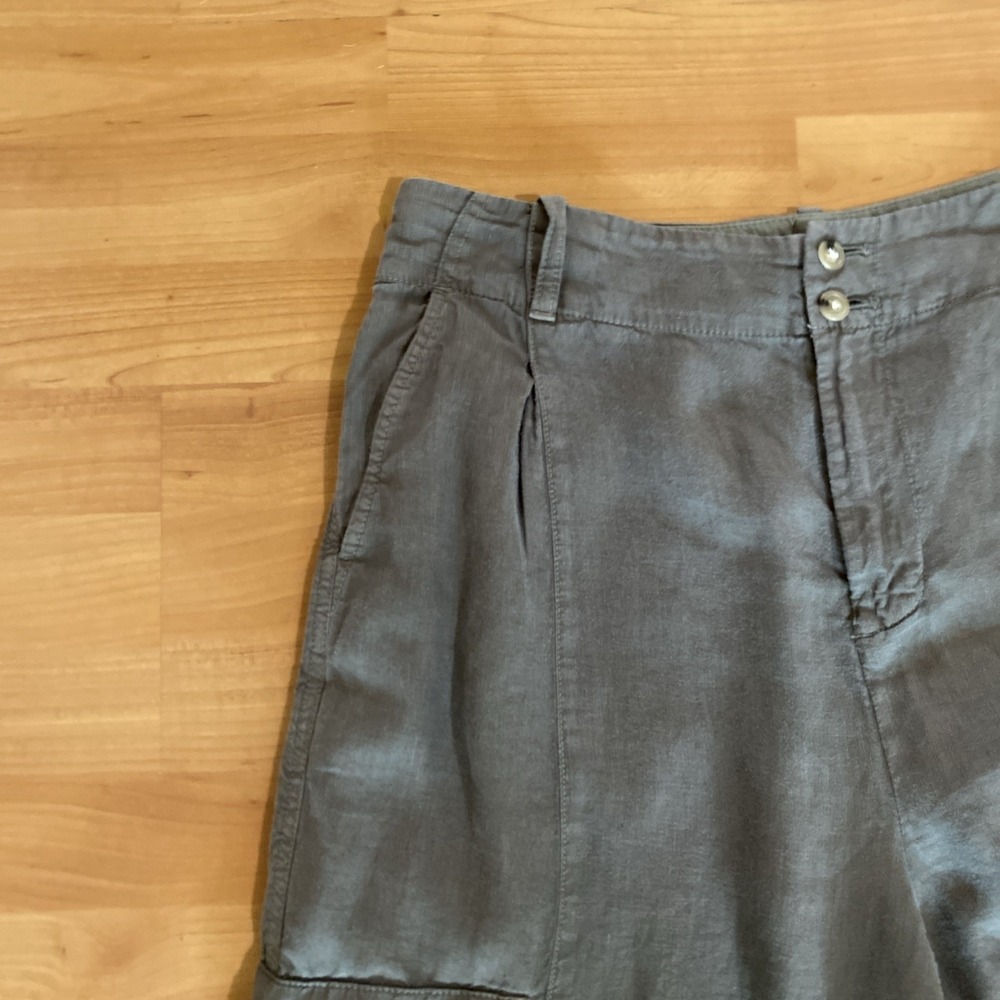 Lou & Grey 100% Linen Womens Pants Green Comfort Wide Leg Resort Beach 12- M/L - Picture 2 of 11